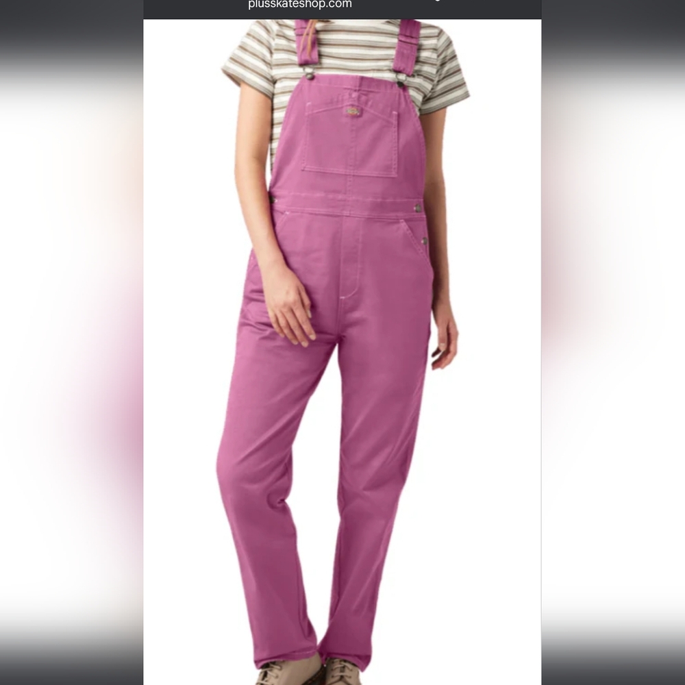 Dickies Women's Duck Bib Overall Pink Size M, 34 ×29
